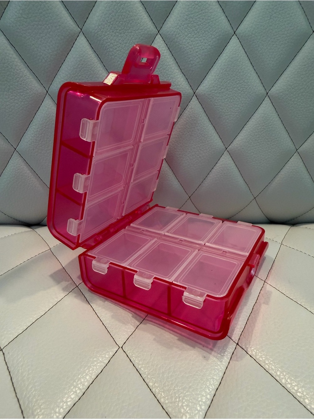 Pink 8-Compartment Pill & Small Parts Organizer